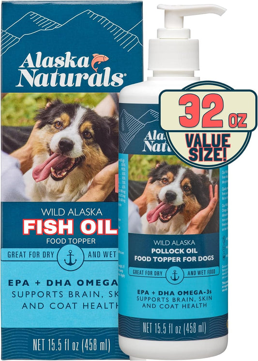 Alaska Naturals Wild Alaskan Fish Oil Supplement for Dogs - Omega-3 EPA DHA - 946 ml Pump