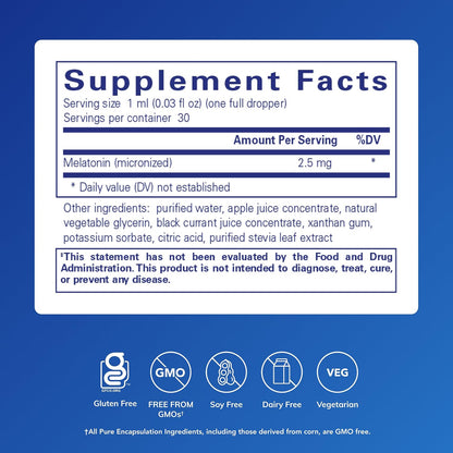 Pure Encapsulations Melatonin Liquid | Hypoallergenic Sleep Support | 30 ml