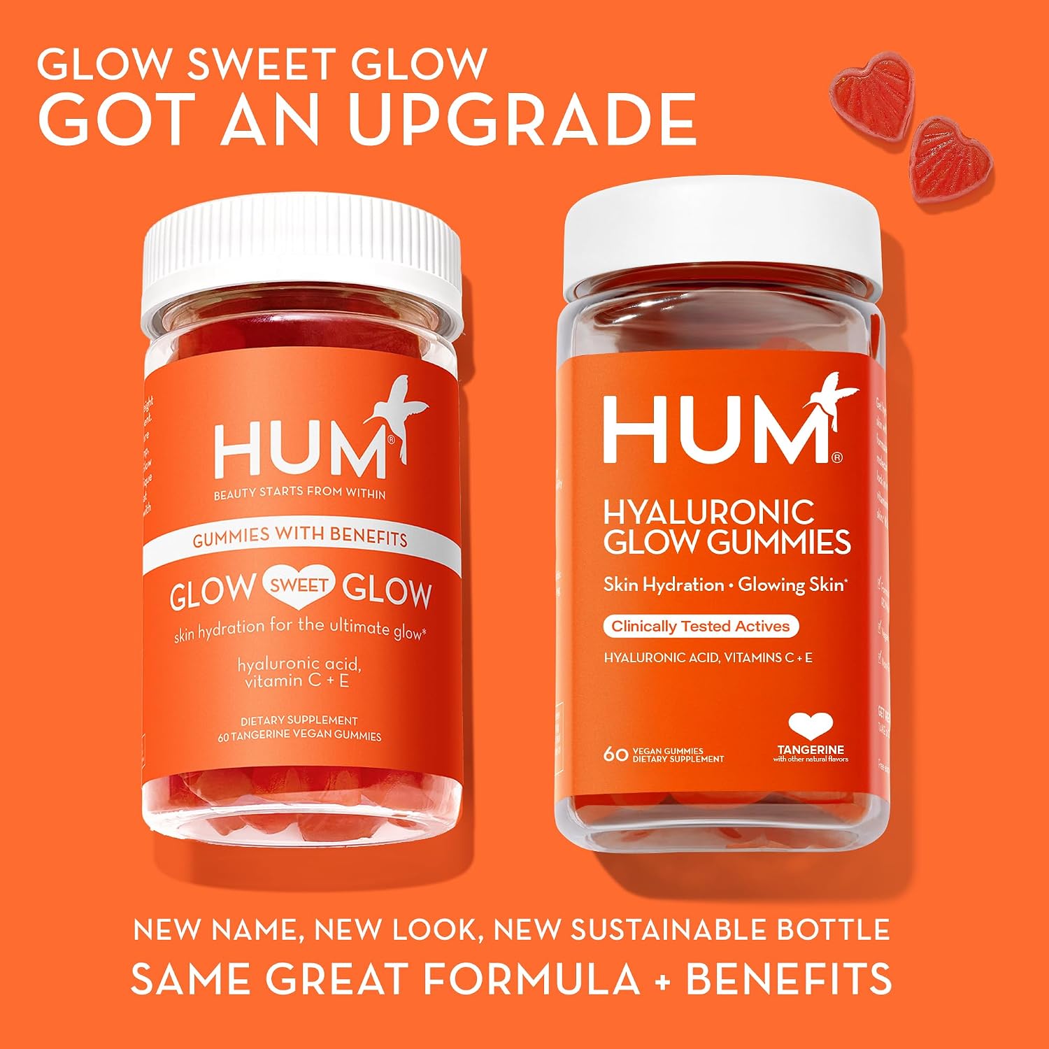 HUM Hyaluronic Glow Gummies - Skin Hydration Supplement with Hyaluronic Acid, Vitamin C and Vitamin E (60 Vegan Gummies) - görsel 3