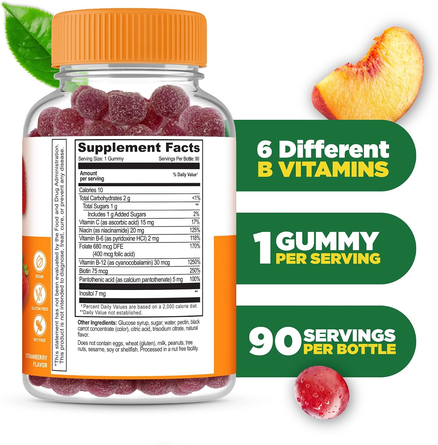 Lifeable Vitamin B Complex Gummies with Vitamin C for Adults – Vegan, 90 Gummies - görsel 2