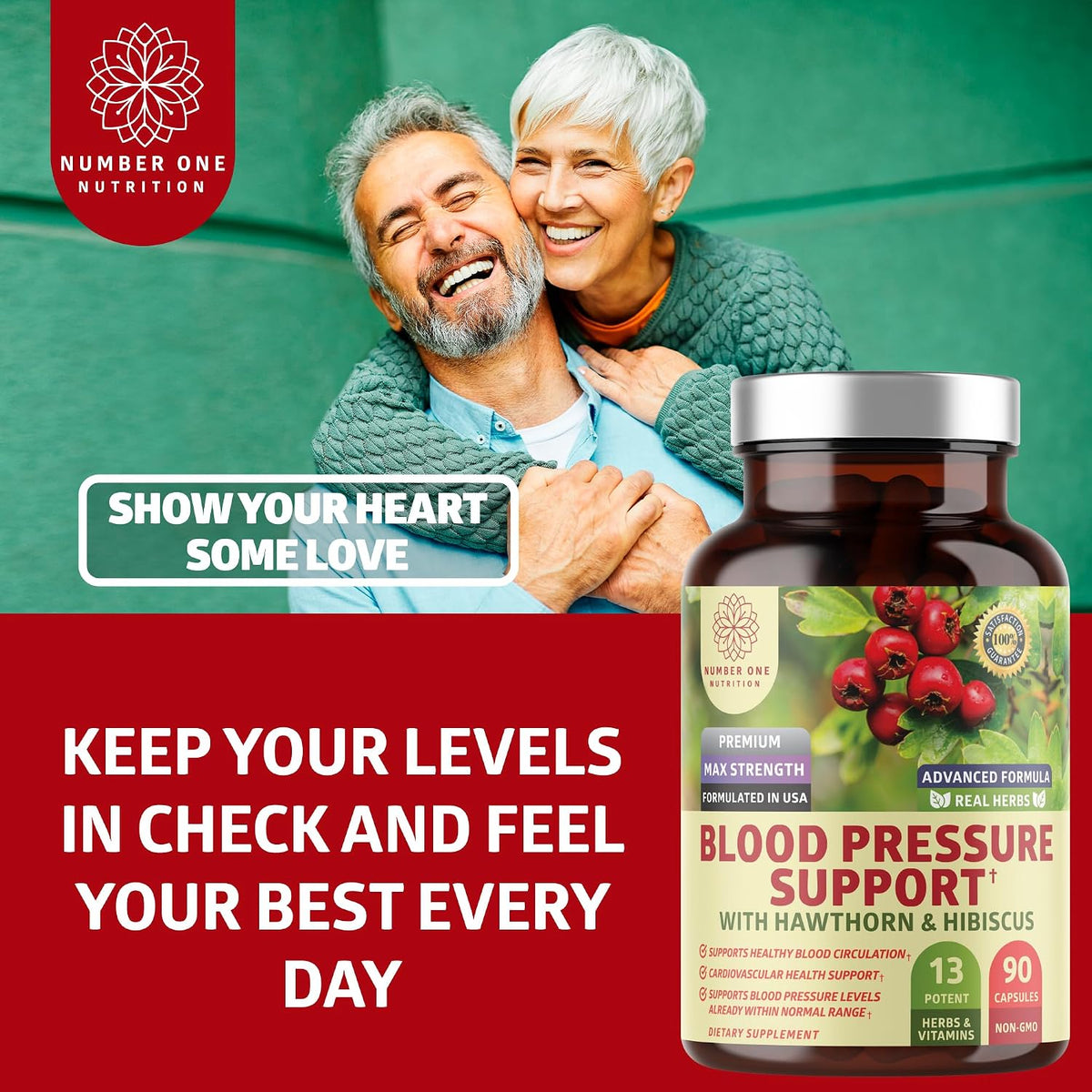 Premium Blood Pressure Support with Hawthorn and Hibiscus – 90 Capsules - görsel 5