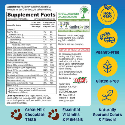 YUM-V'S Children's Multivitamin Chocolate Bears – Daily Toddler Vitamins with 16 Essential Nutrients – 60 Count