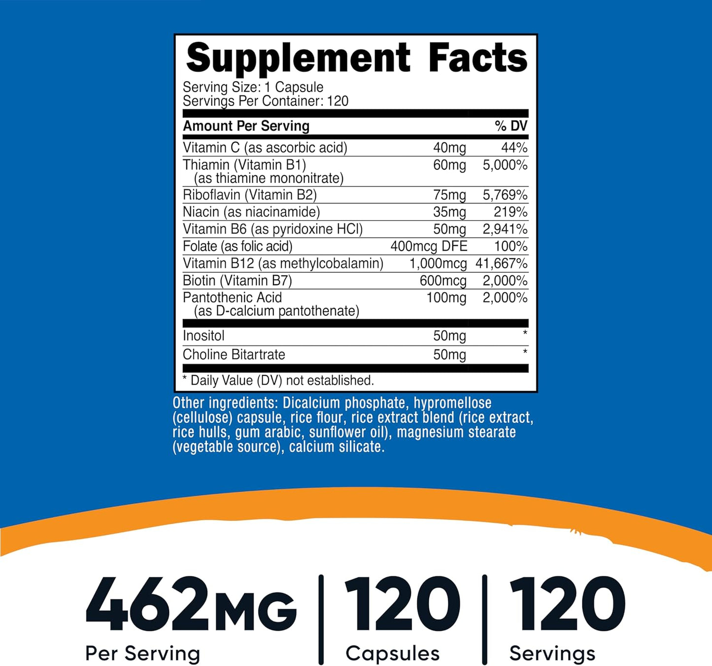 Nutricost High Potency Vitamin B Complex with Vitamin C, 120 Capsules - görsel 2