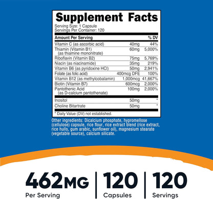 Nutricost High Potency Vitamin B Complex with Vitamin C, 120 Capsules