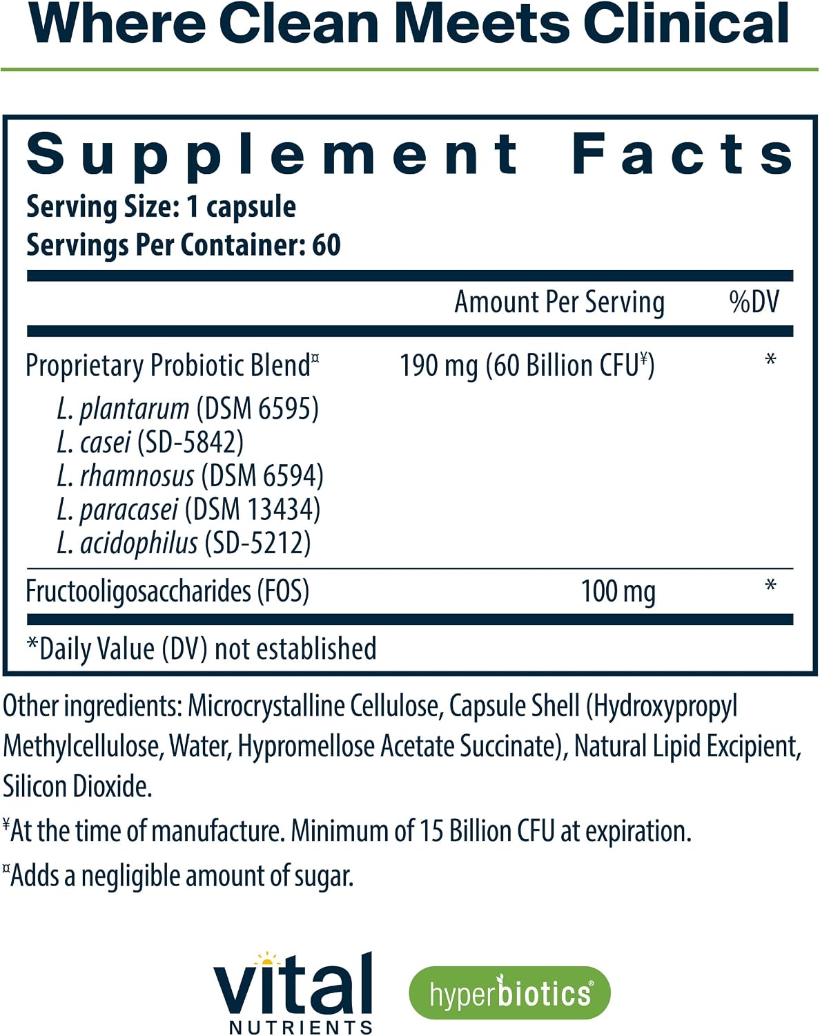 Hyperbiotics Vital Nutrients Prebiotic and Probiotic – 60 Billion CFU, 60 Vegan Capsules - görsel 2