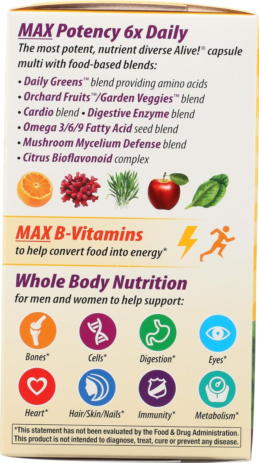 Nature's Way Alive! Max 6 Daily Multi-Vitamin - 90 Veg Capsules - görsel 4