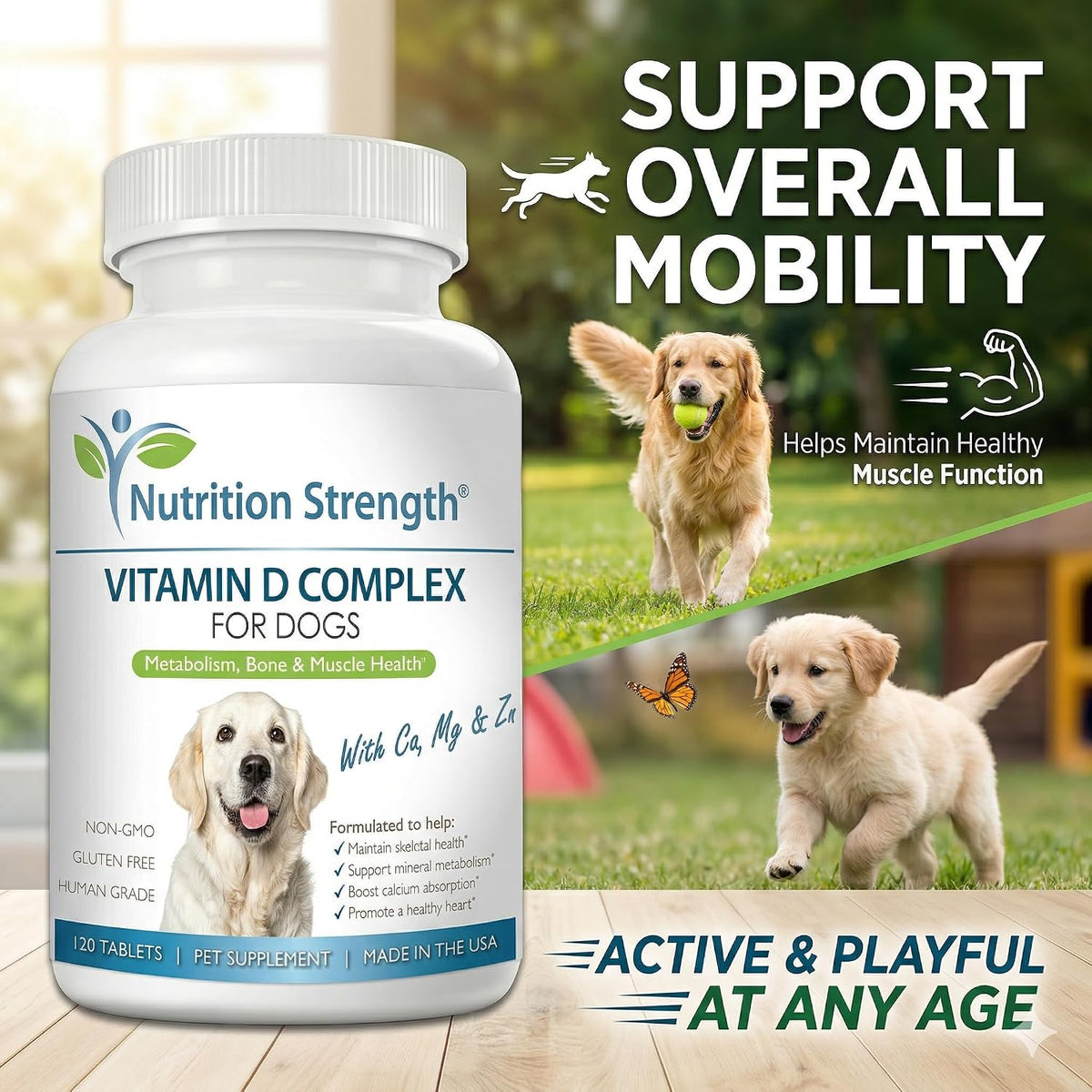 Nutrition Strength Vitamin D for Dogs with Calcium, Magnesium and Zinc - 120 Chewable Tablets - görsel 5