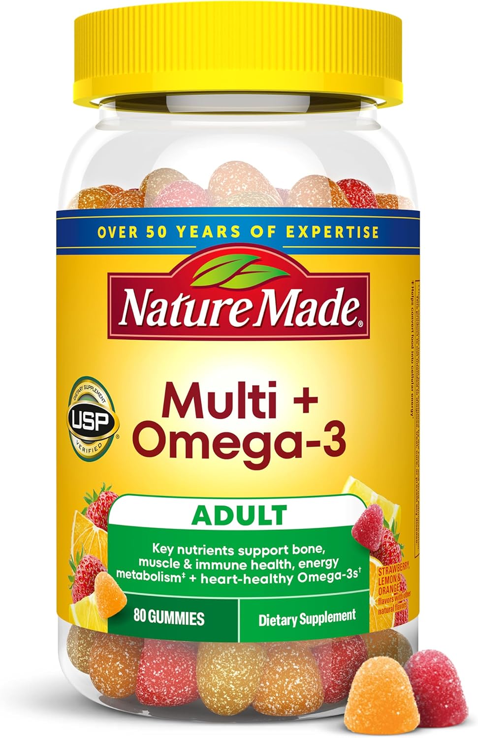 Nature Made Multivitamin + Omega-3 Gummies, 80 Count - görsel 1