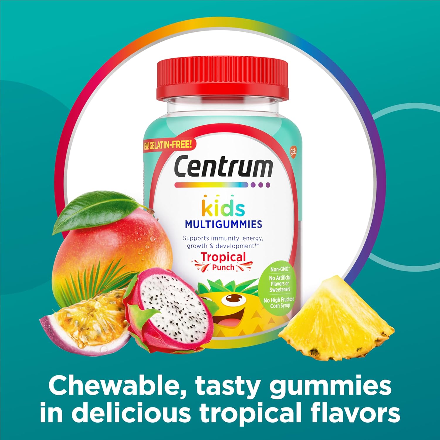 Centrum Kids Multivitamin Gummies, Tropical Punch, Made with Natural Flavours, 110 Count, 110 Day Supply - görsel 4