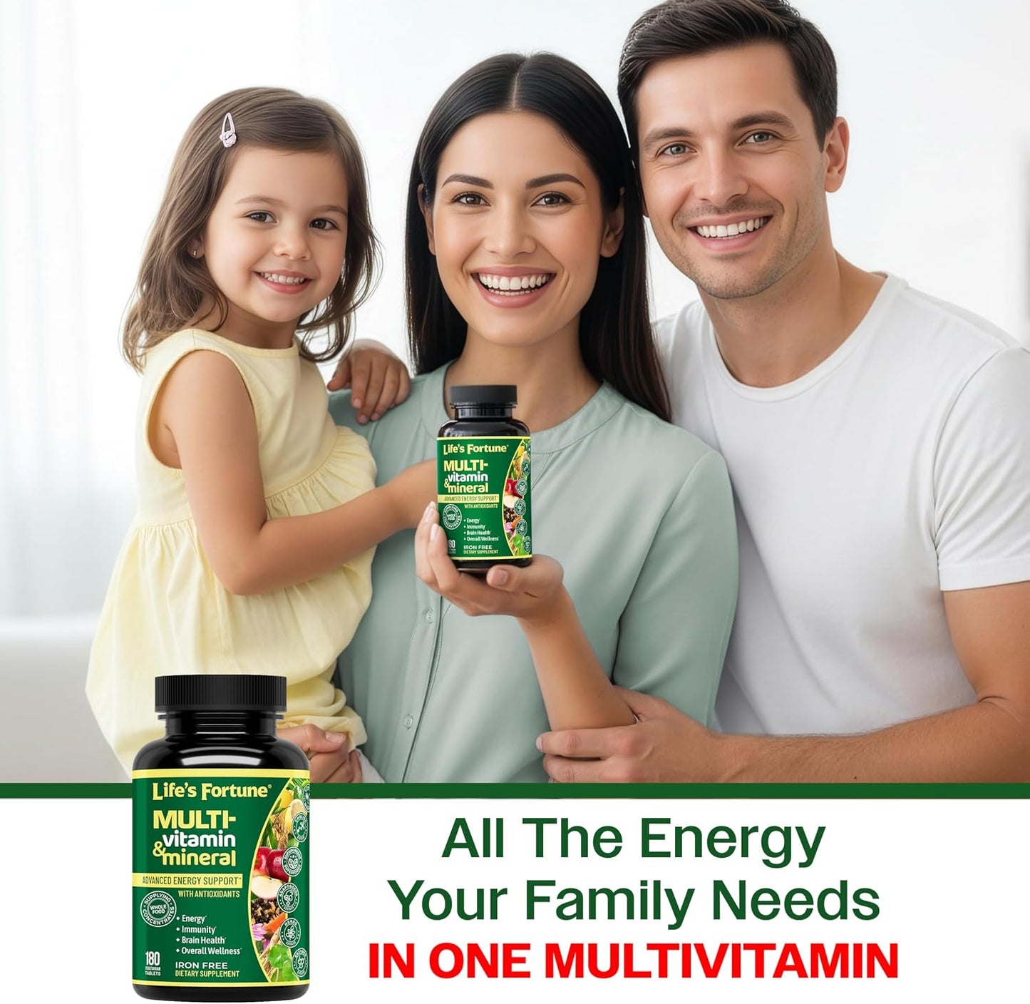 Life's Fortune Whole Food Multivitamin & Mineral Supplement – Energy, Immune & Brain Support – Iron-Free, 180 Vegetarian Tablets - görsel 7