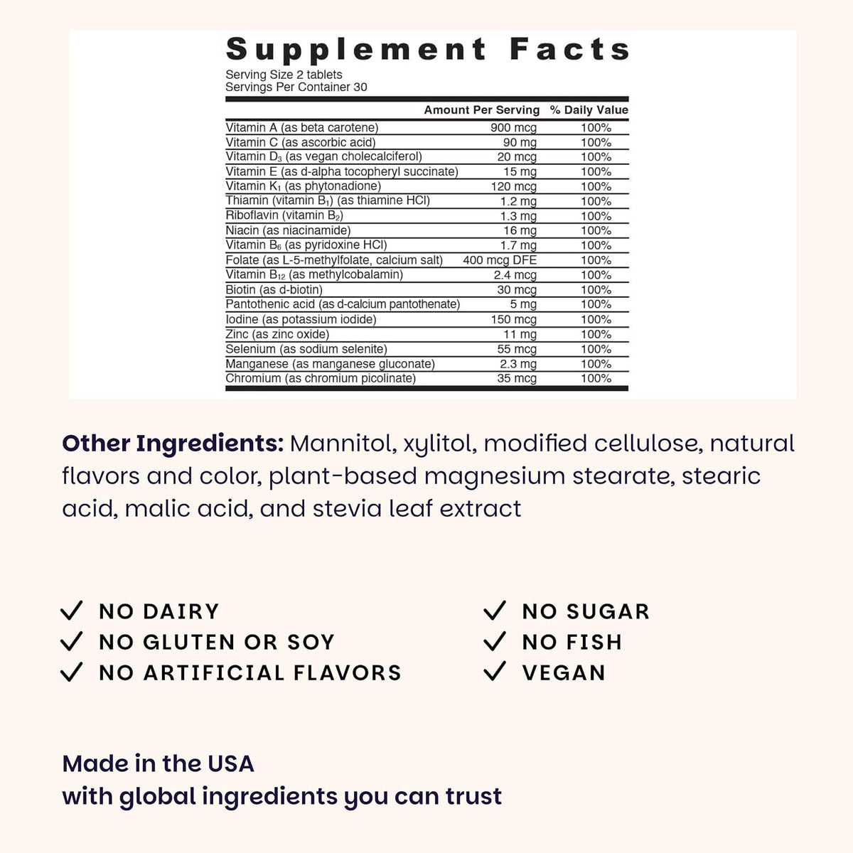 EZ Melts Multivitamin Without Iron - Dissolvable Tablets with 18 Vitamins & Minerals - Methylated B12 & Folate - Non-GMO, Vegan - Apple Flavour (60 Count) - görsel 3