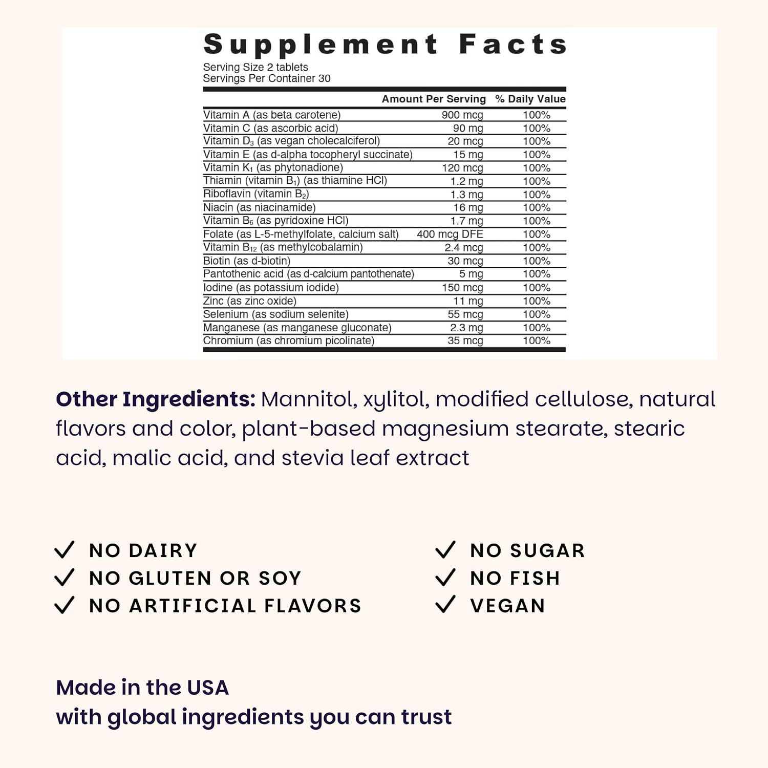 EZ Melts Multivitamin Without Iron - Dissolvable Tablets with 18 Vitamins & Minerals - Methylated B12 & Folate - Non-GMO, Vegan - Apple Flavour (60 Count) - görsel 3