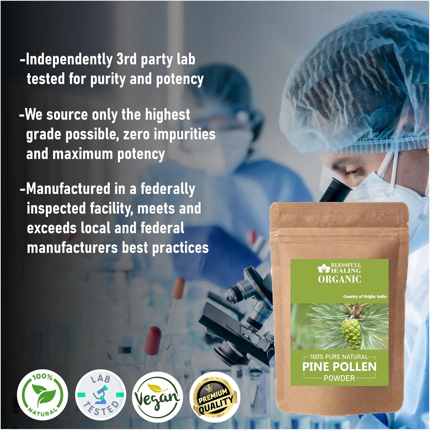 Organic Pine Pollen Powder – 100% Pure – 100g (3.52 oz) - görsel 3