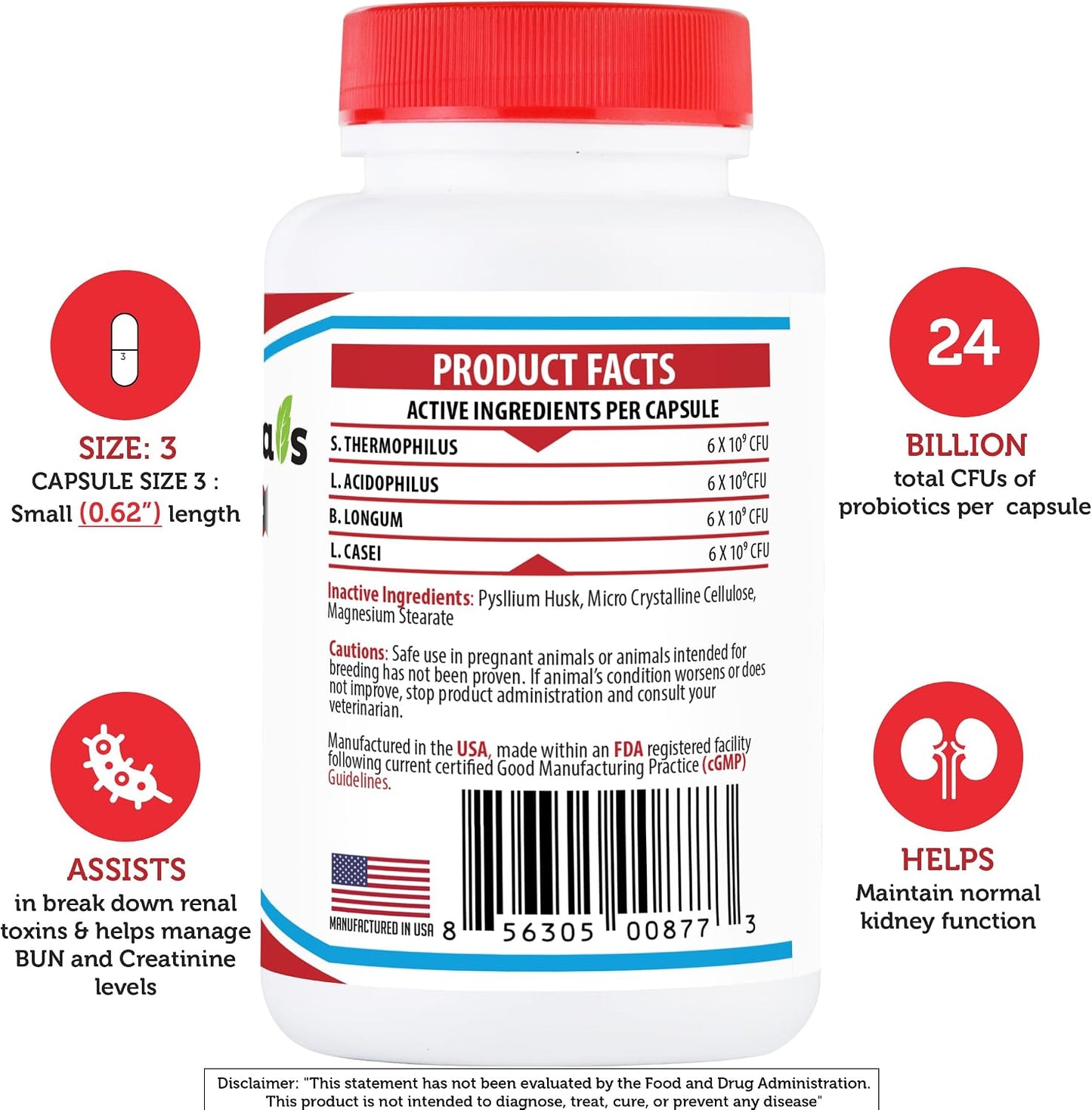 Azovast Plus Kidney Health Supplement for Dogs and Cats, 360 Capsules - görsel 4
