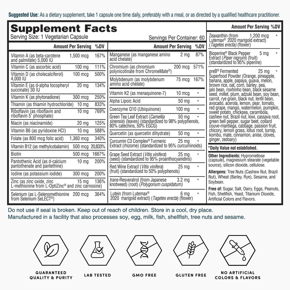 Nature's Lab Gold One Daily Multivitamin – 19 Essential Vitamins & Minerals, 60 Capsules - görsel 6