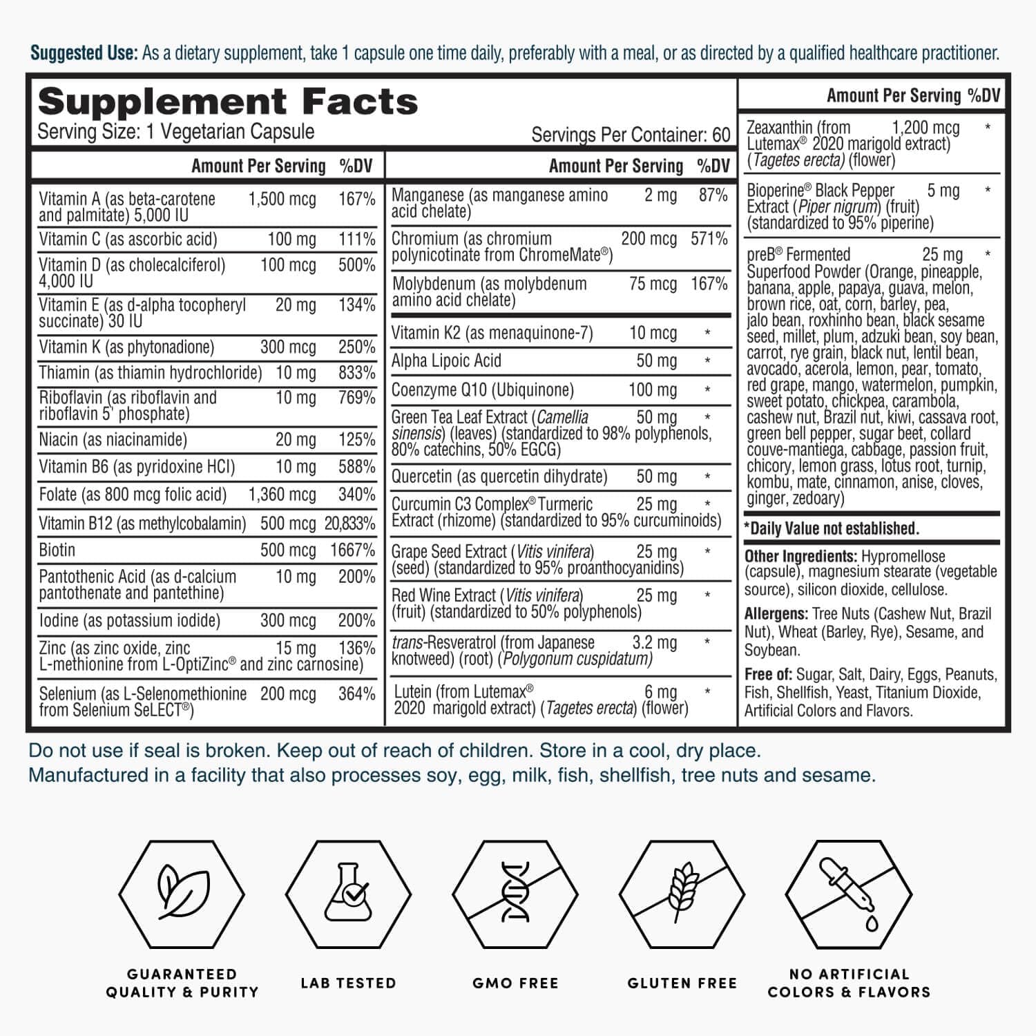 Nature's Lab Gold One Daily Multivitamin – 19 Essential Vitamins & Minerals, 60 Capsules - görsel 6