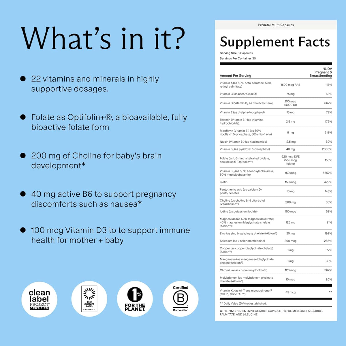 Needed. Multivitamin for Prenatal | Pregnancy, Breastfeeding, Postpartum | Expertly Formulated & Third-Party Tested | 30-Day Supply - görsel 2