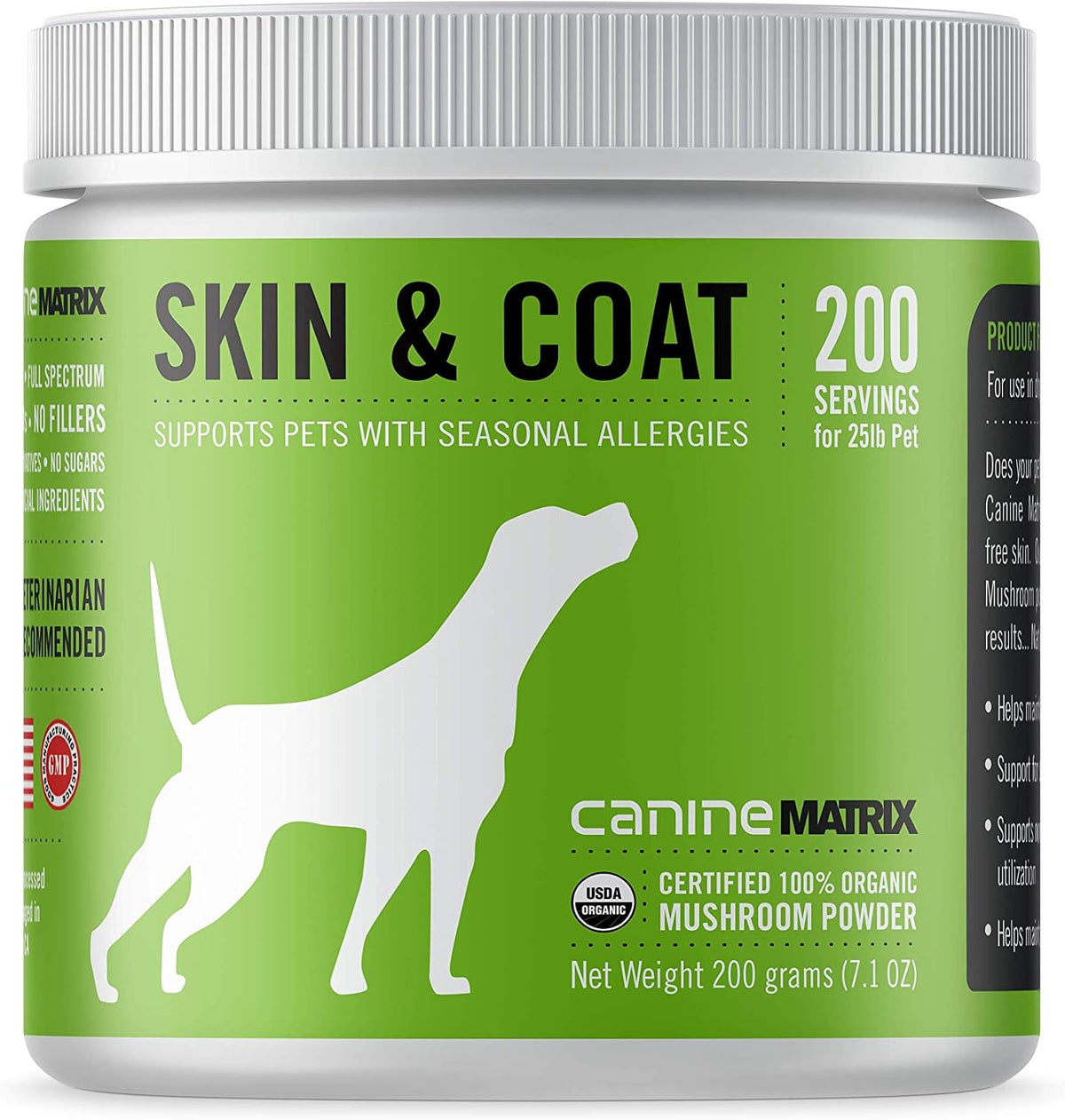 Canine Organic Mushroom Powder Skin and Coat Supplement, 200 Grammes (Packaging May Vary) - görsel 1