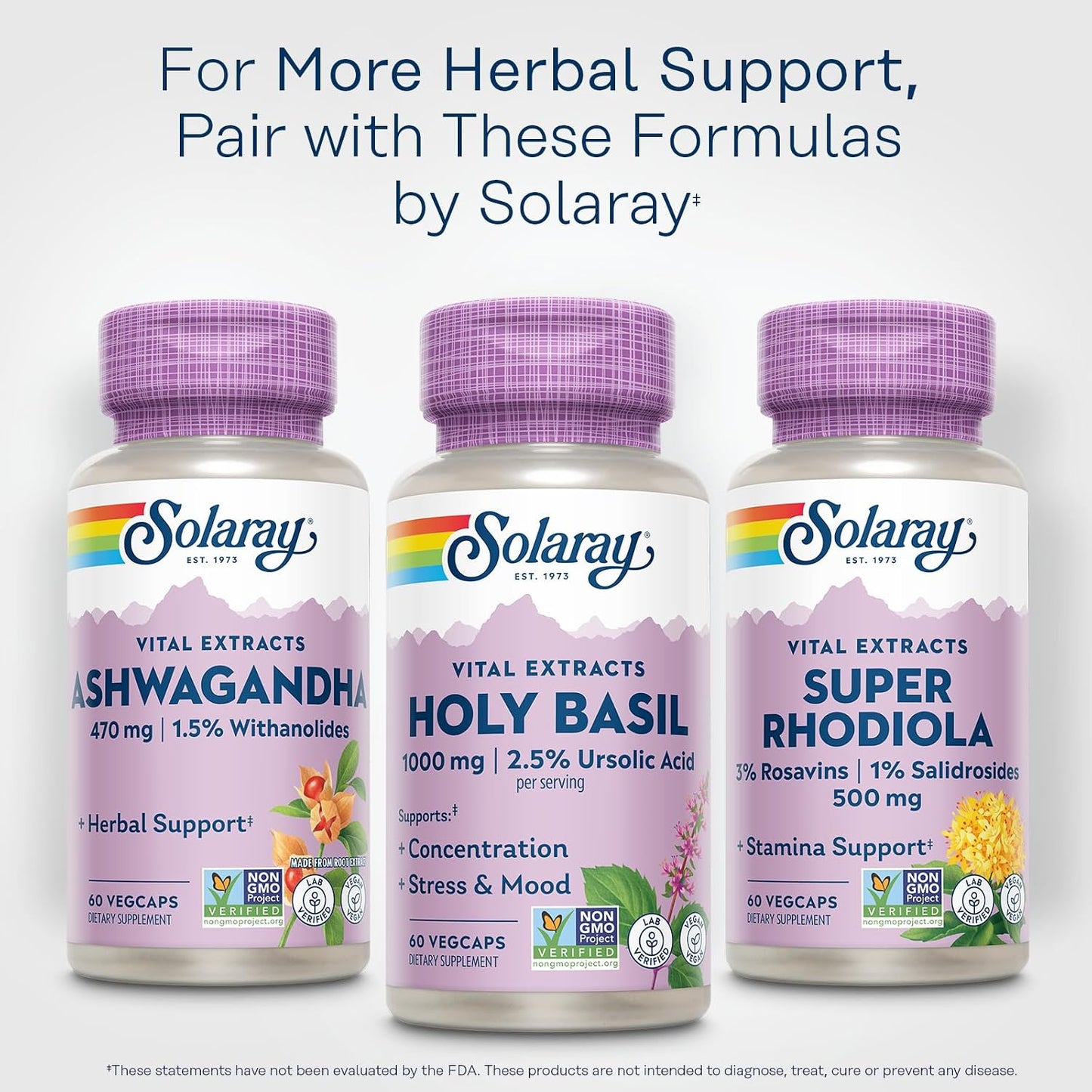 SOLARAY Holy Basil 1000 mg – Adaptogenic Tulsi Supplement with Ursolic Acid - görsel 6