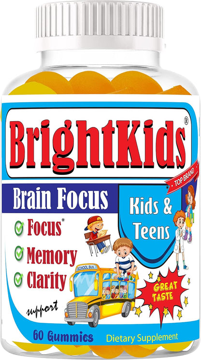 BrightKids Focus Gummies – Omega 3 DHA Brain Vitamins for Children & Teens