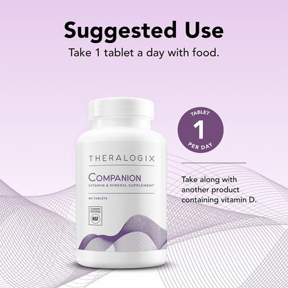 Theralogix Companion Multivitamin – Without Iron, Vitamin D or Vitamin K – NSF Certified – 90 Tablets