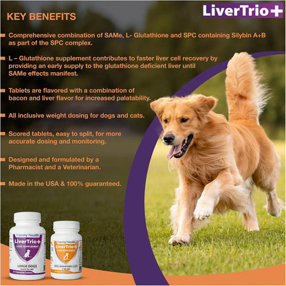 Comprehensive Liver Support Supplement for Smaller Dogs. Flavourful Chewable Tablets Combining SAMe, SPC, Silybin A+B, + Glutathione 30Ct (Small - Medium)