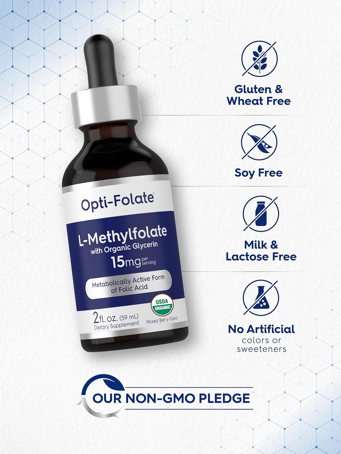 Carlyle L-Methylfolate Drops 15mg | 60ml | with Organic Glycerine | Mixed Berry Flavour - görsel 5