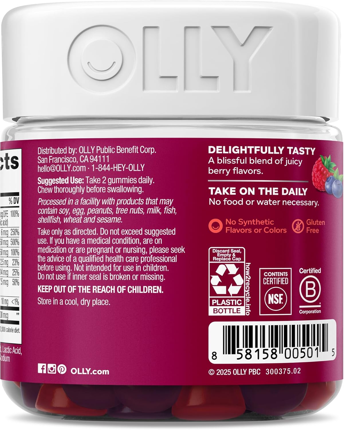OLLY Women's Multivitamin Gummy – Berry Flavour – 90 Gummies - görsel 8