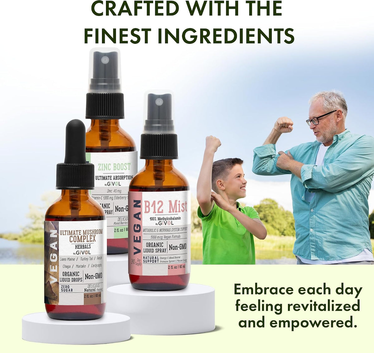 Cognitive Wellness Bundle Liquid Vitamin Trio: Methylcobalamin B12, Lion's Mane, Reishi, Chaga Mushroom Complex & Zinc – Image 5