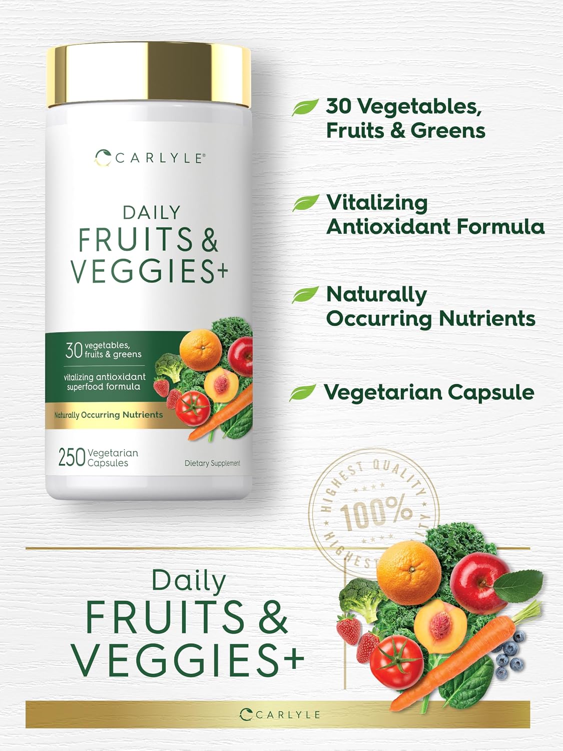 Carlyle Fruits and Veggies Supplement - 250 Capsules - görsel 4
