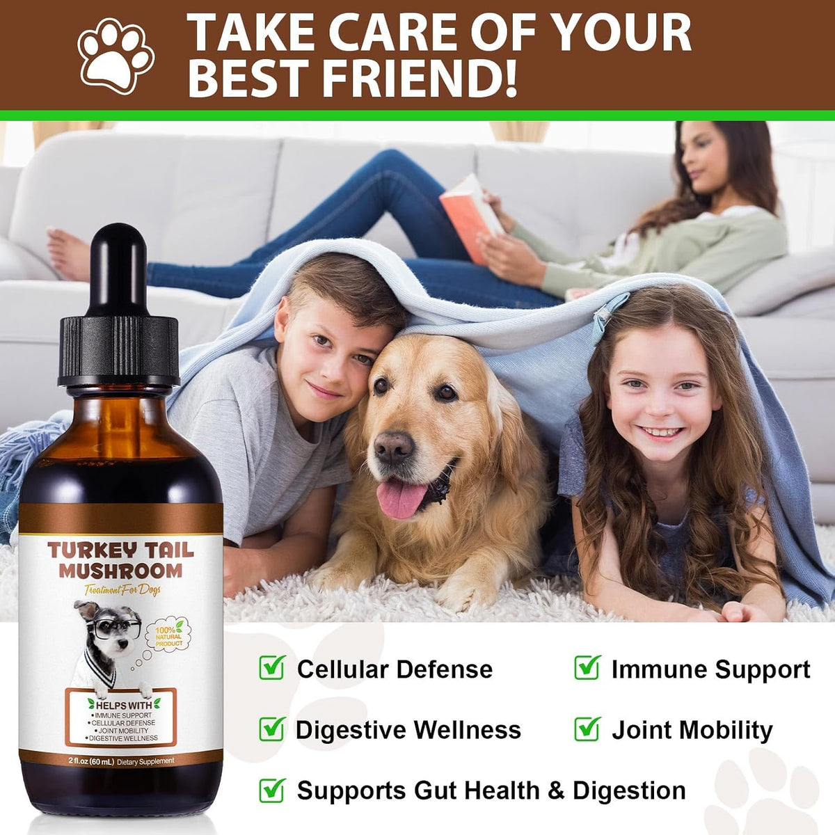 Turkey Tail Mushroom for Dogs – Fast-Absorbing Liquid Drops for Immune, Digestive and Joint Support with Turmeric & Probiotic (60ml) - görsel 9