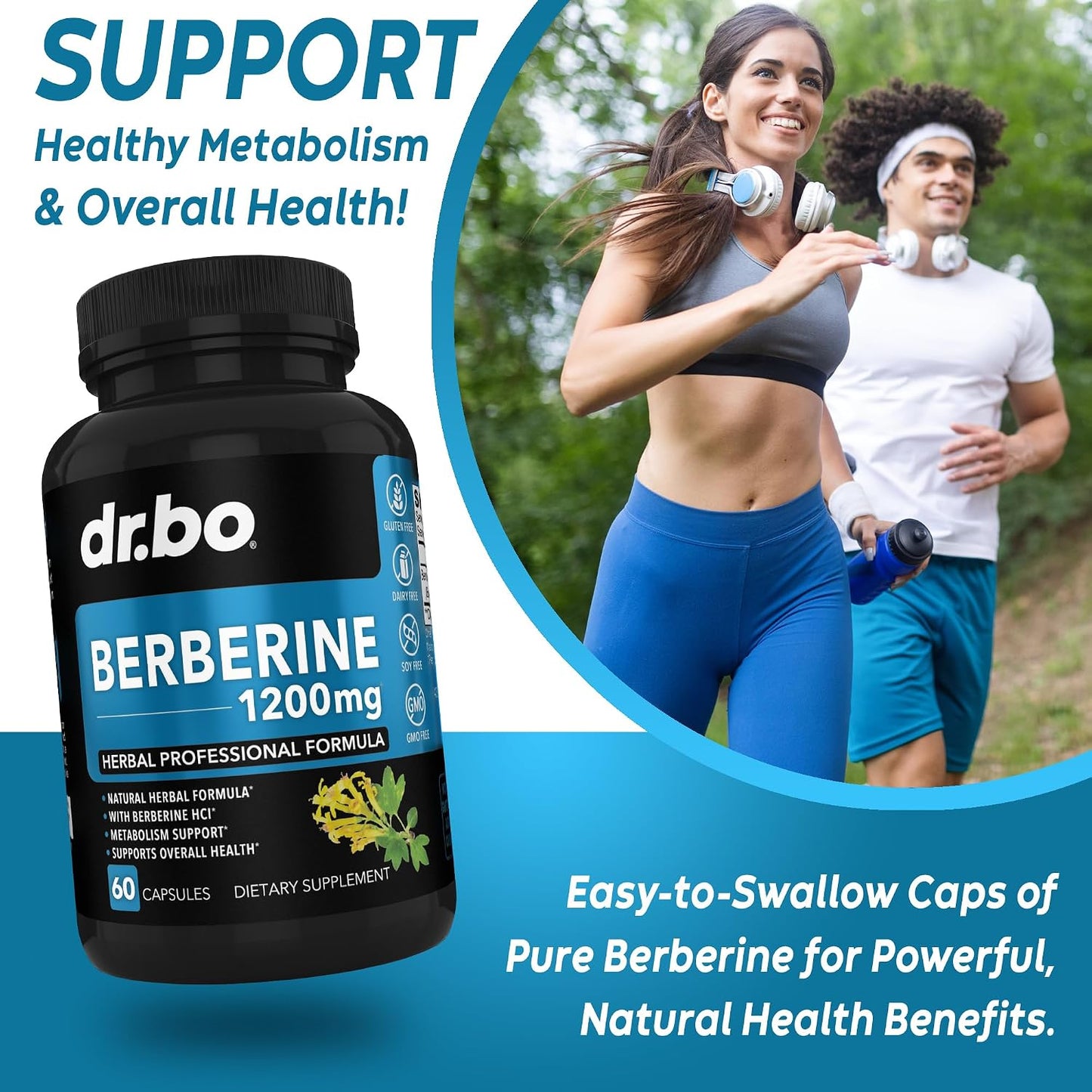 Berberine HCL 1200mg Capsules | Metabolic Support Supplement | DR. BO - 60 Vegan Capsules - görsel 3