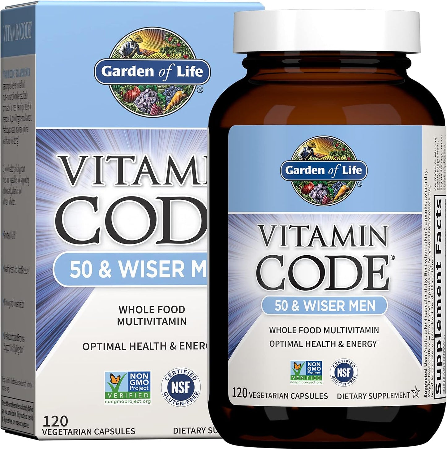 Garden of Life Vitamin Code Men 50 & Wiser Multivitamin with Probiotics, 240 Capsules - görsel 10
