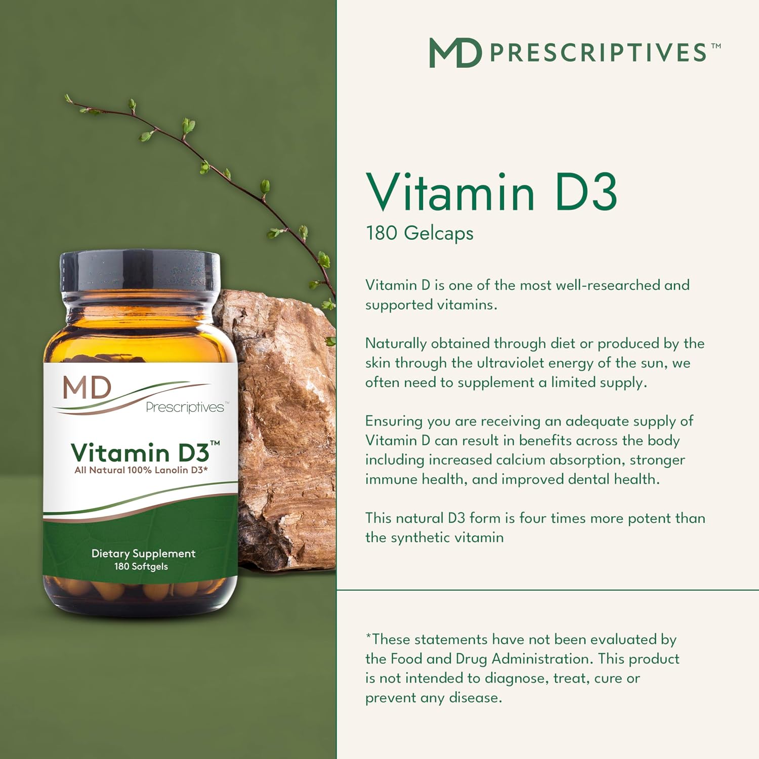 MD Prescriptives Vitamin D3 5000 IU, 180 Soft gel capsules - görsel 3