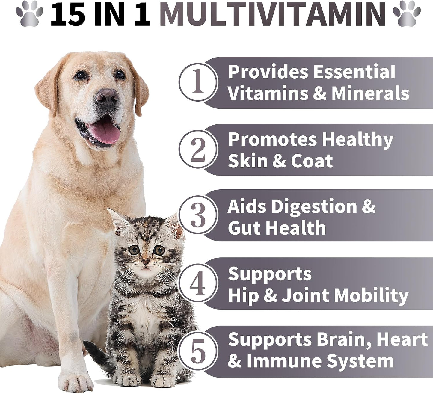 Best Buddy Multivitamin 15-in-1 Chews for Dogs & Cats, Bacon/Pork Flavour, 225g - görsel 2