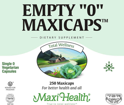 Maxi Health Empty 0 Maxicaps Vegetarian Capsules, 250 Count