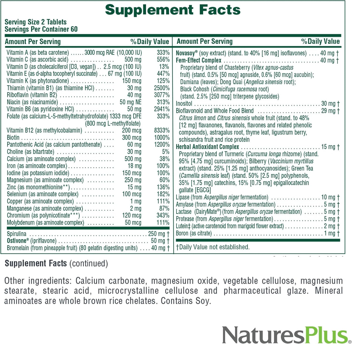 NaturesPlus Source of Life Women Multivitamin & Mineral Supplement - Pack of 2 (120 Tablets Each) - görsel 5