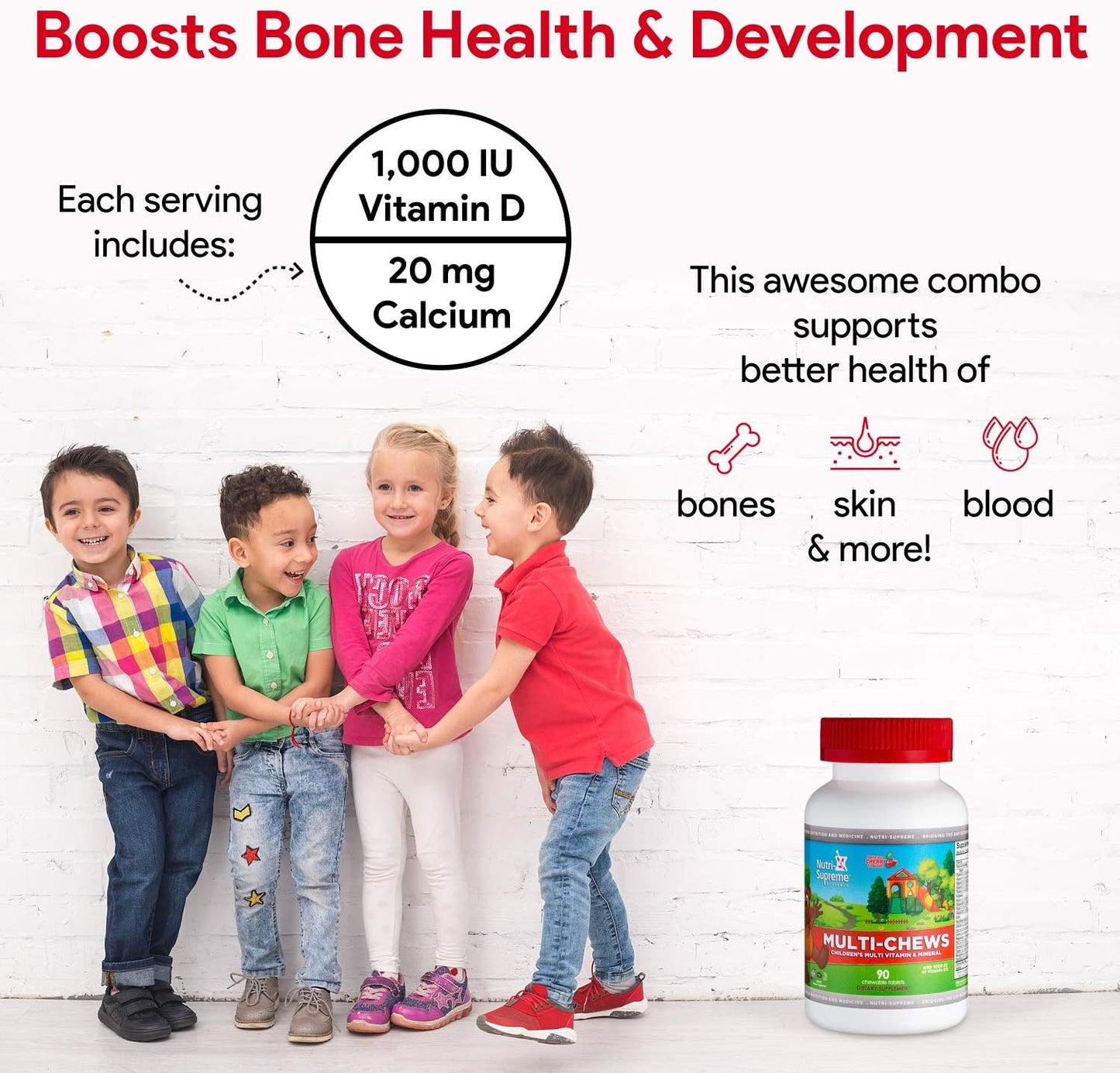 Delicious Kids Multivitamin – 90 Vegetarian Gummies – Complete Children’s Supplement with Vitamins A, C, D3, Calcium, Iron, Folic Acid, Zinc – Cherry Flavour - görsel 4
