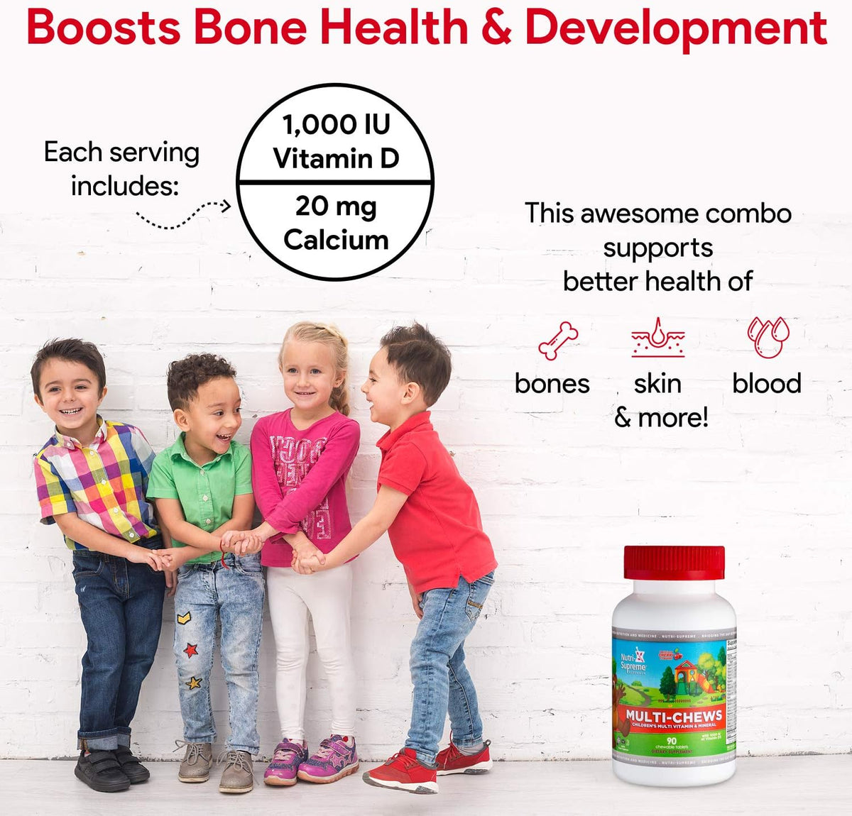 Delicious Kids Multivitamin – 90 Vegetarian Gummies – Complete Children’s Supplement with Vitamins A, C, D3, Calcium, Iron, Folic Acid, Zinc – Cherry Flavour - görsel 4