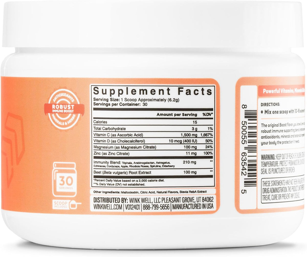 Wink Well Boost Vitamin C Powder – Immune Support & Antioxidant Drink Mix with Vitamin D3, Magnesium & Zinc (30 Servings) - görsel 2