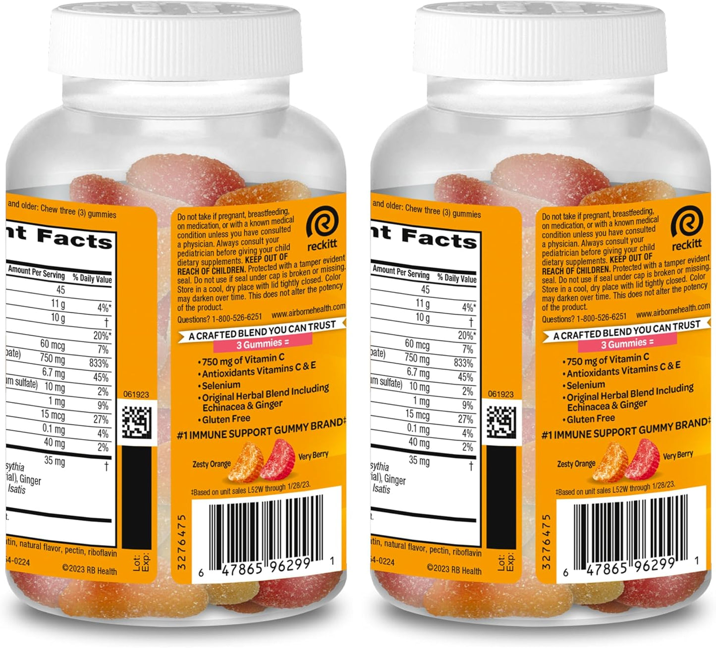 Airborne 750 mg Vitamin C Gummies for Adults – Immune Support with Antioxidants A, C & E, Assorted Fruit Flavour (126 Gummies) - görsel 8