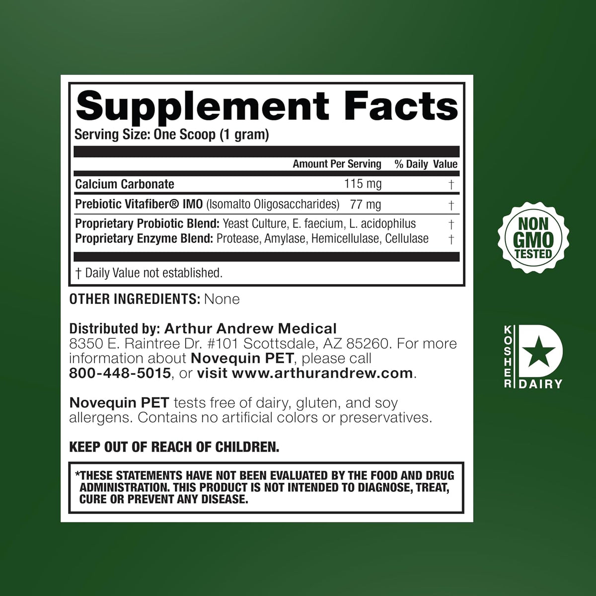 Arthur Andrew Medical Novequin PET - Digestive Probiotic for Pets (90g) - görsel 2