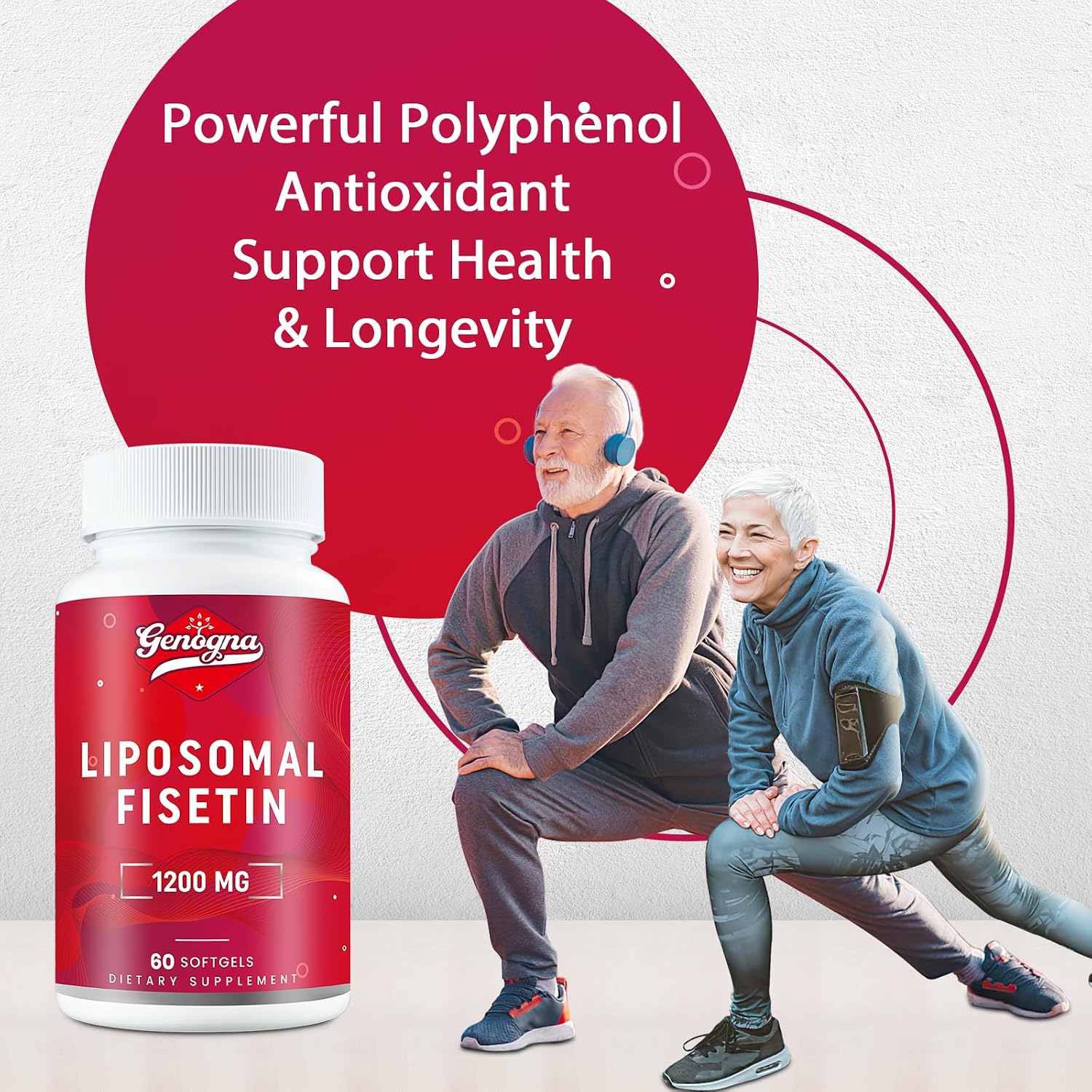 98% Pure Liposomal Fisetin Supplement 1200 mg - 120 Capsules - Genogna - görsel 2