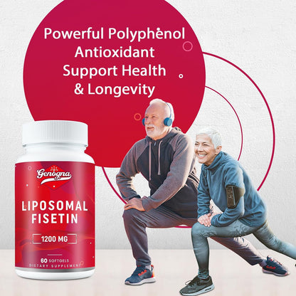 98% Pure Liposomal Fisetin Supplement 1200 mg - 120 Capsules - Genogna
