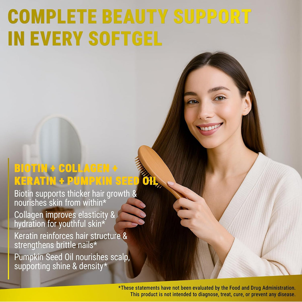 Biotin 10000mcg with Collagen, Keratin & Pumpkin Seed Oil - Hair, Skin & Nail Supplement - görsel 4