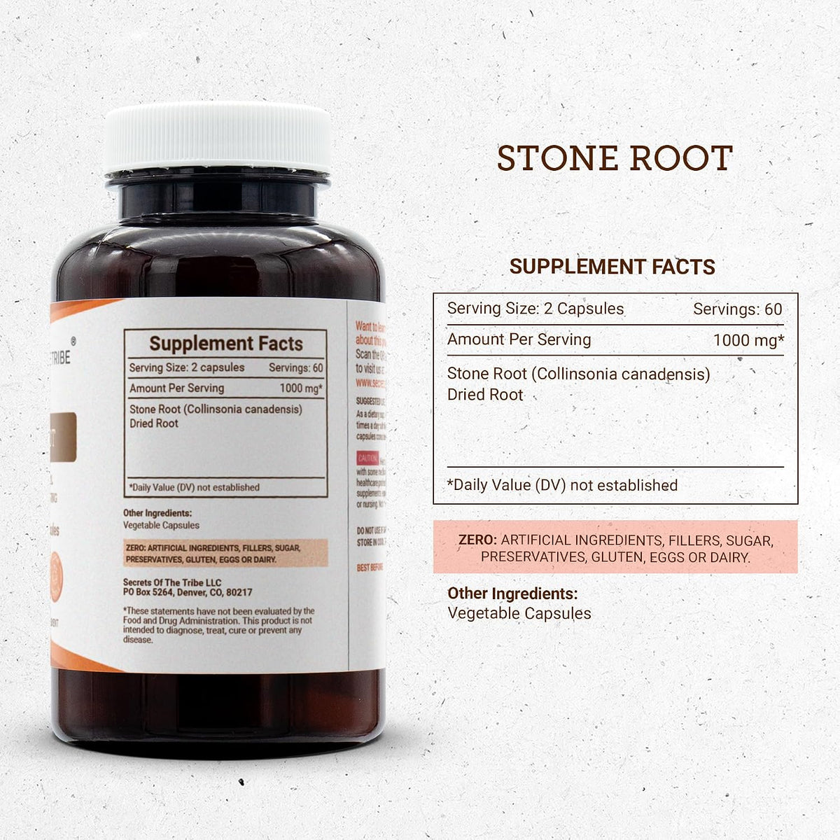Secrets of the Tribe Stone Root 120 Capsules, 1000 mg - görsel 3