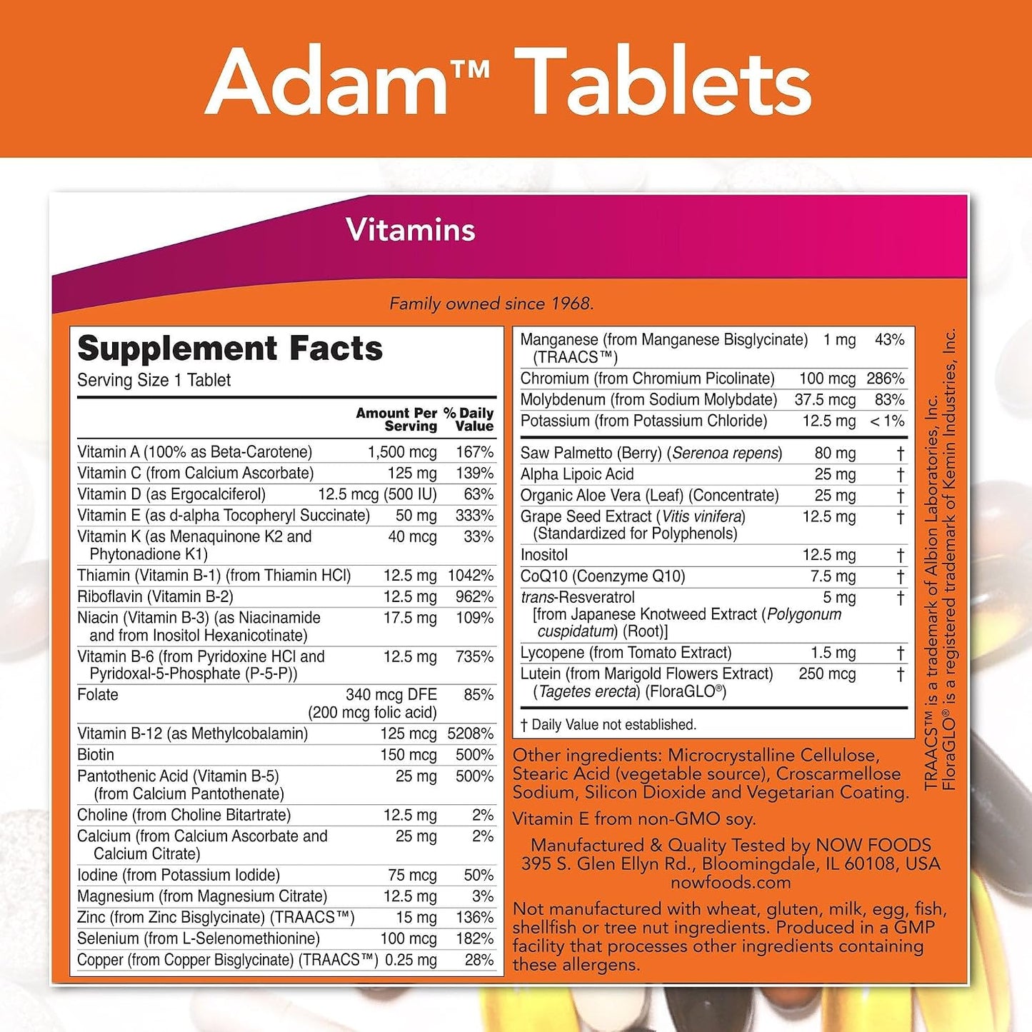 NOW Foods ADAM Superior Men's Multi, 180 Softgels - görsel 2