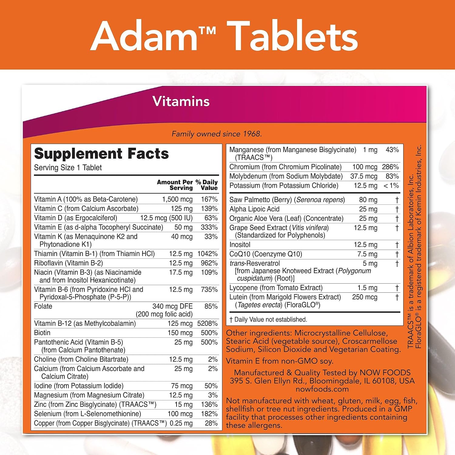 NOW Foods ADAM Superior Men's Multi, 180 Softgels - görsel 2