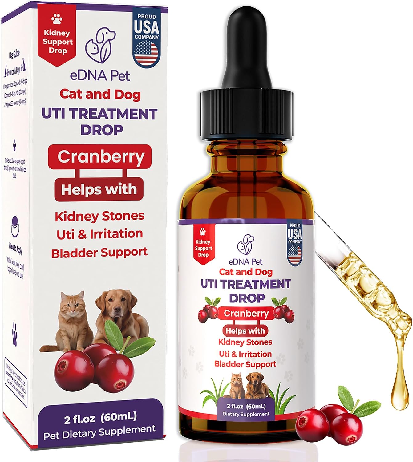 EDNA HOME Cranberry Urinary Support Drops for Dogs and Cats – 60 ml - görsel 1