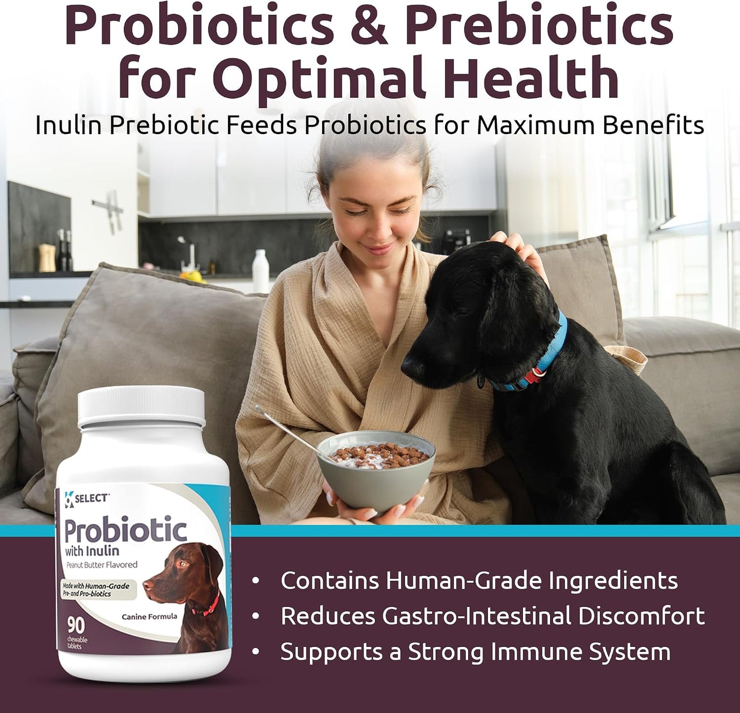 K9 Select Probiotics for Dogs with Inulin – Digestive Health Support (90 Tablets) - görsel 2